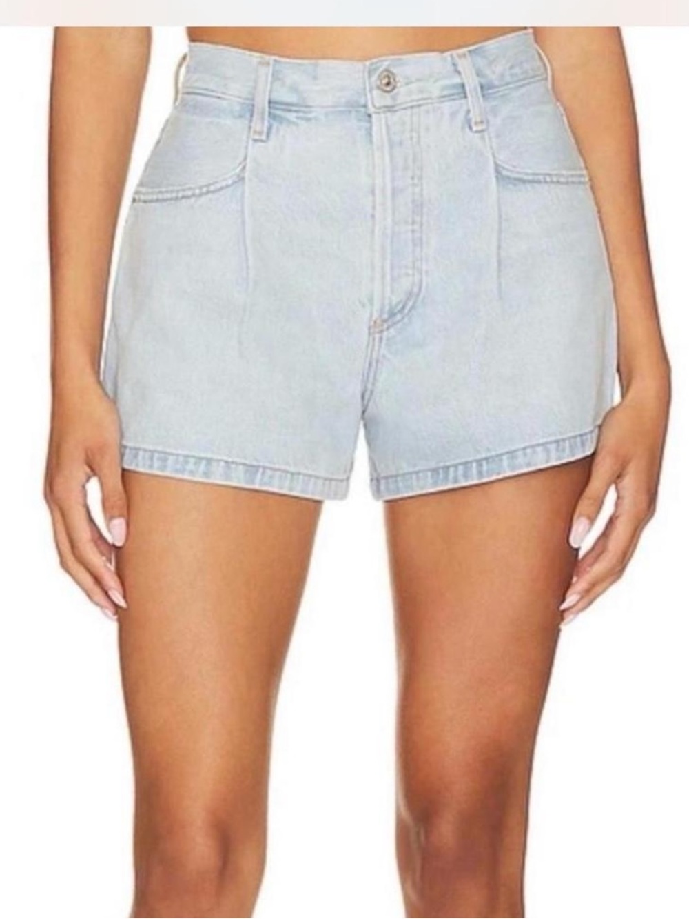 Citizens Of Humanity pleated Blue High-Rise Denim Shorts
